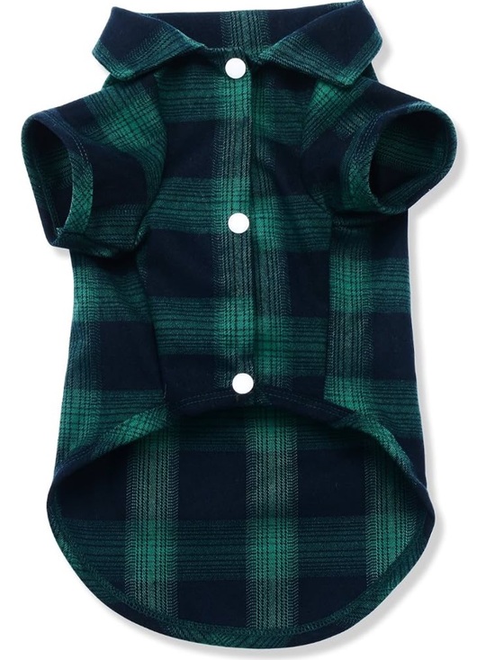 Koneseue Other - Green Plaid Dog Polo Shirt - Classic Button-Up Pet Top Christmas shirt 4X